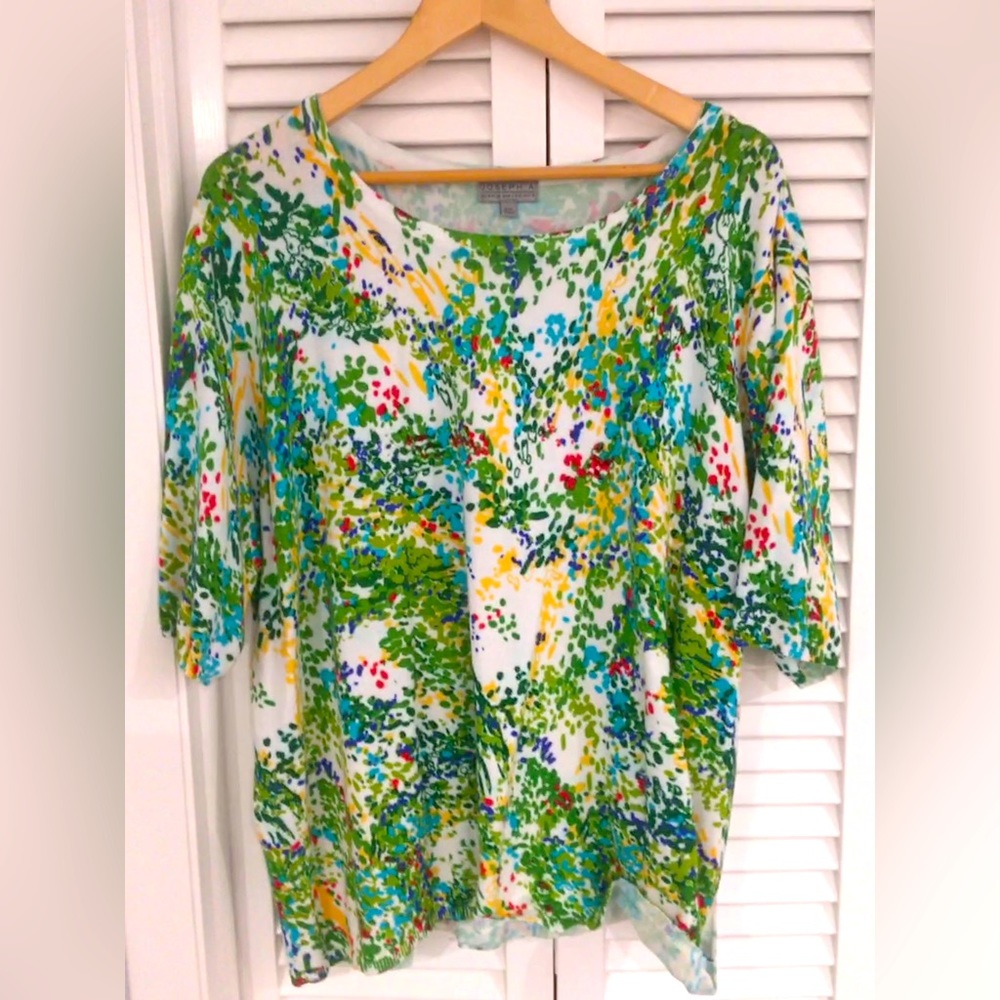 Joseph A XXL Kelly green floral 3/4 sleeve top